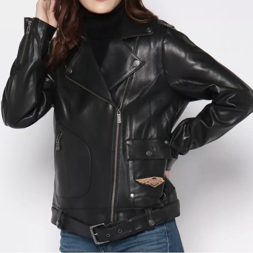 Harley-Davidson limited edition Biker Lambskin Leather Moto Jacket, Size Medium